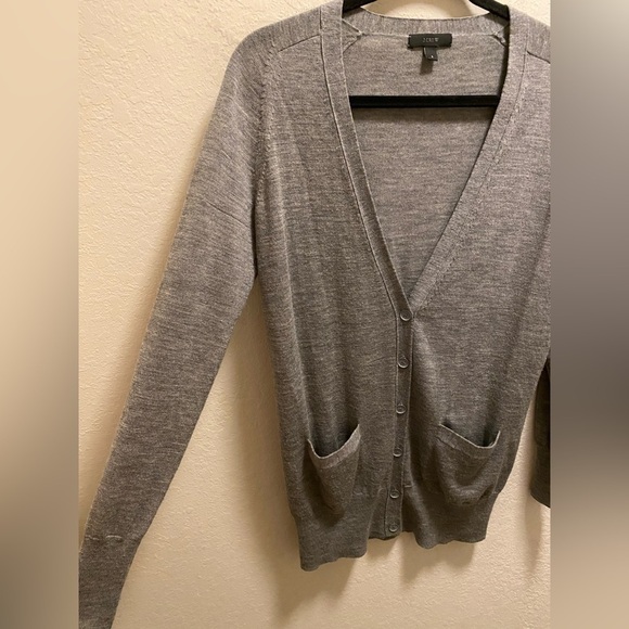 J. Crew Grey Classic Merino Wool Long Cardigan Sweater Size Small - Picture 4 of 10